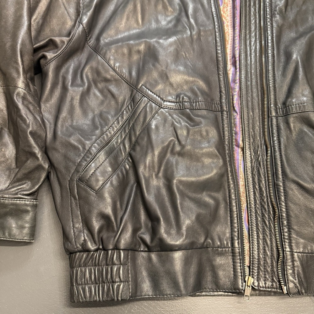 Men's‎ BrassBoot Motorcycle Bomber Black Zipper Leather Size 52 Buttery Soft - Picture 7 of 13